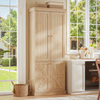 70.8" Tall Kitchen Pantry Cabinet with Doors, Farmhouse Modular Storage Cabinet with 4-Tier Adjustable Shelves, Large Storage Cabinet for Kitchen or Living Room, Set of 3, Brown