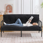 8" Futon Mattress Queen Size,Foldable Futon Sofa Couch Bed Twisted Rope Design Edging,Floor Mattress Thick Density Shredded Foam(Frame Not Included),Sleeping Pad for Guest Bedroom Living,Black