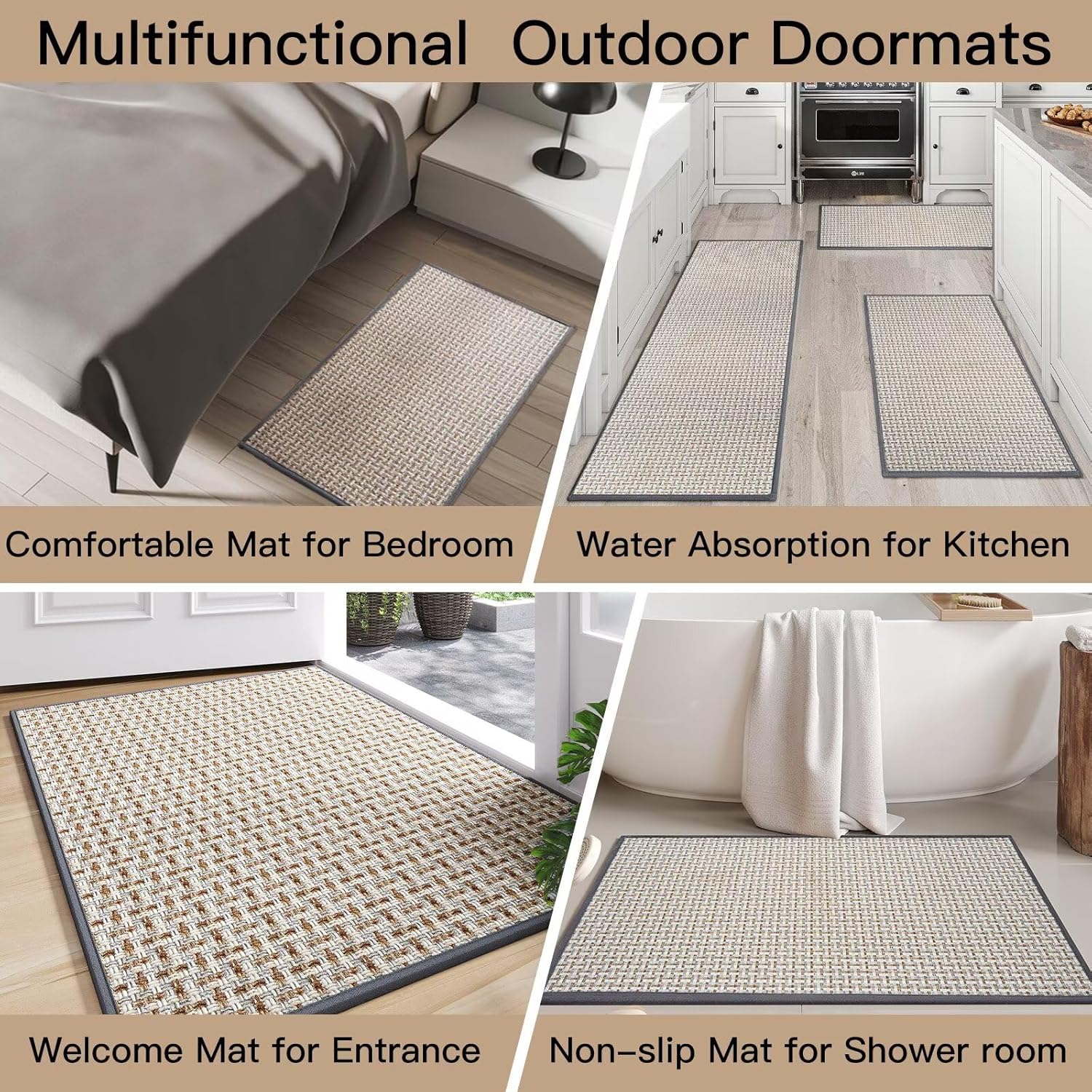 Door Mat 17"x30",Door Mat Indoor Entrance Dirt Resistant and Absorbent Non-Slip Rubber Backing Front Door Mats Washable Low-Profile Indoor Mats for Entryway, Inside Entrance Easy Clean Gray