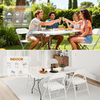 SKONYON 6ft Folding Table Heavy Duty 350 LBS Foldable Table with 18% Thicker HDPE Top Reinforced Steel Frame Portable Fold-in-Half Table Under 22 lbs for Outdoor Indoor Party Wedding Camping White