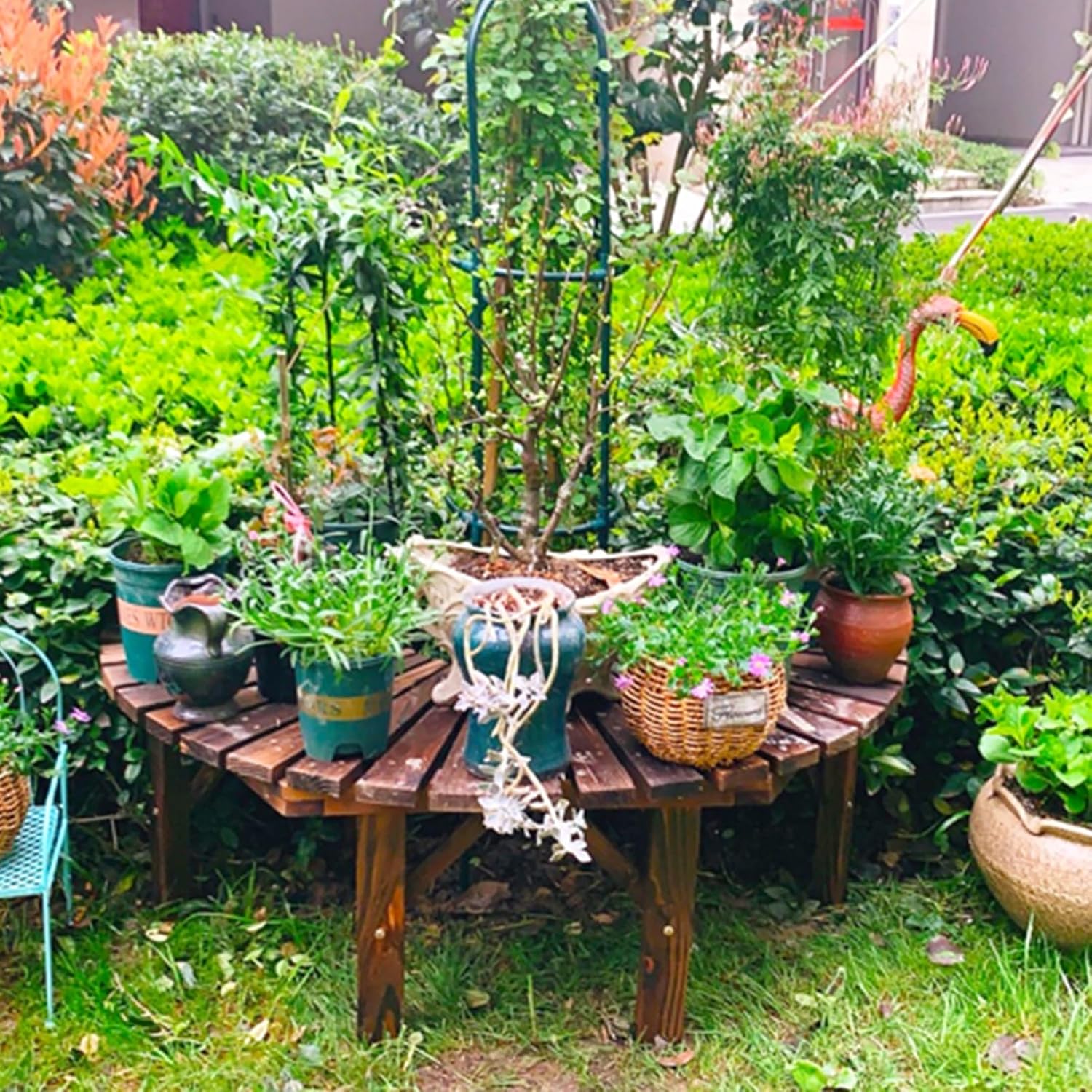 Semicircular Design Outdoor Benches,Wooden Curved Bench Weatherproof Outdoor Benches,for Garden,Lawn,Patio& Backyard