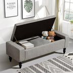 Storage Bench for End of Bed, 47 Inch Upholstered Storage Ottoman Bench with Removable Lid, Diamond Tufted Hidden Storage Bench for Bedroom, Entryway Bench with Solid Wood Legs, Gray