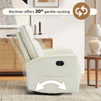 HAOMARKETS Swivel Rocker Recliner Chair, Manual Faux Leather Glider Rocking Recliners for Adults, 360° Swivel Nursery Reclining Sofa with Storage Pocket