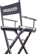 Filmcraft Professional Grade Studio Director's Chair Medium Seat Height (24 inch) with Black Finish and Black Canvas