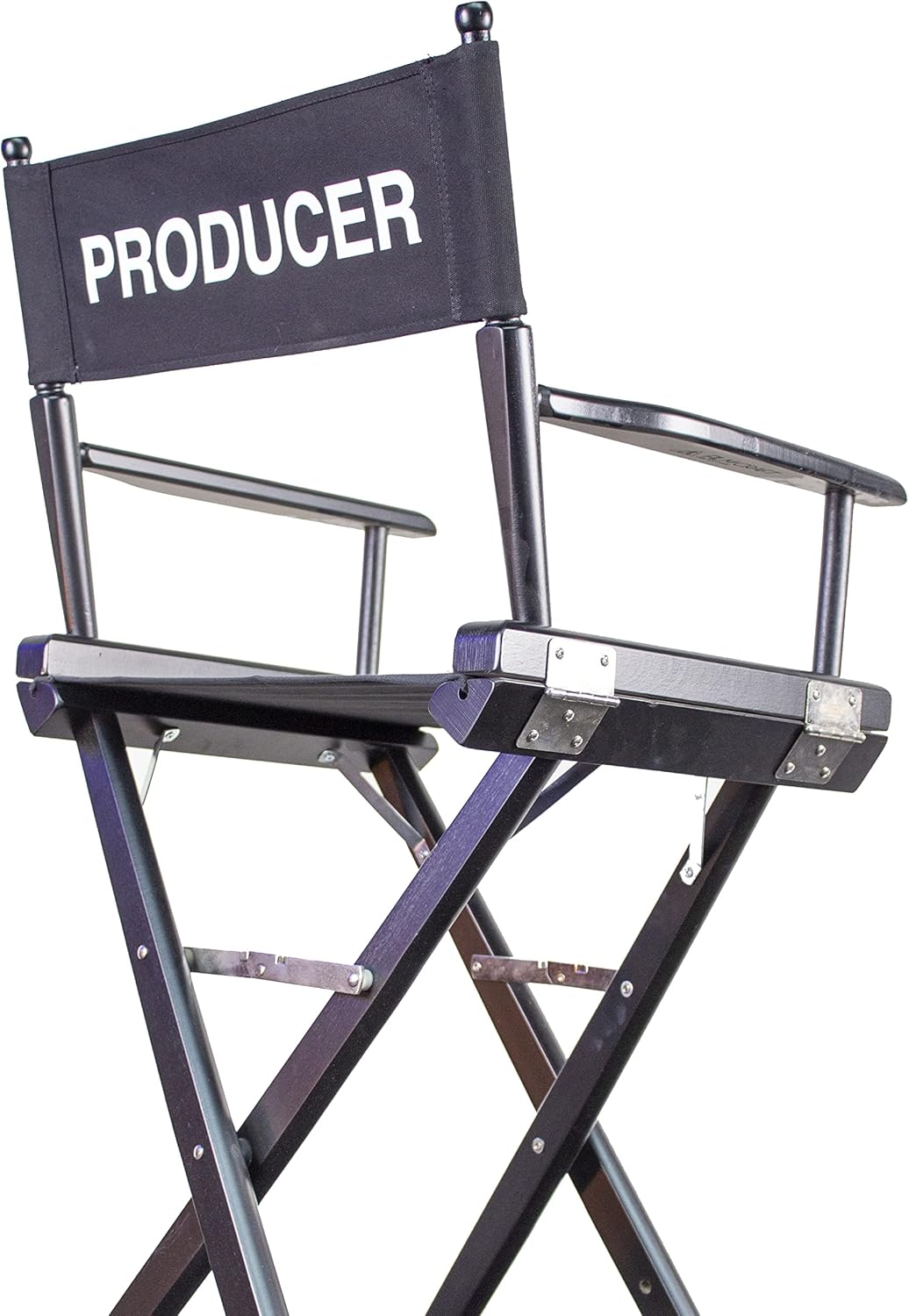Filmcraft Professional Grade Studio Director's Chair Medium Seat Height (24 inch) with Black Finish and Black Canvas
