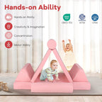 Costzon 8 Pcs Modular Kids Play Couch, Toddler Sectional Sofa Chair, Convertible Baby Pink Sofa & Floor Cushion, Bedroom & Playroom Furniture for Building Fort Gift for Boys Girls 3+ (Pink)
