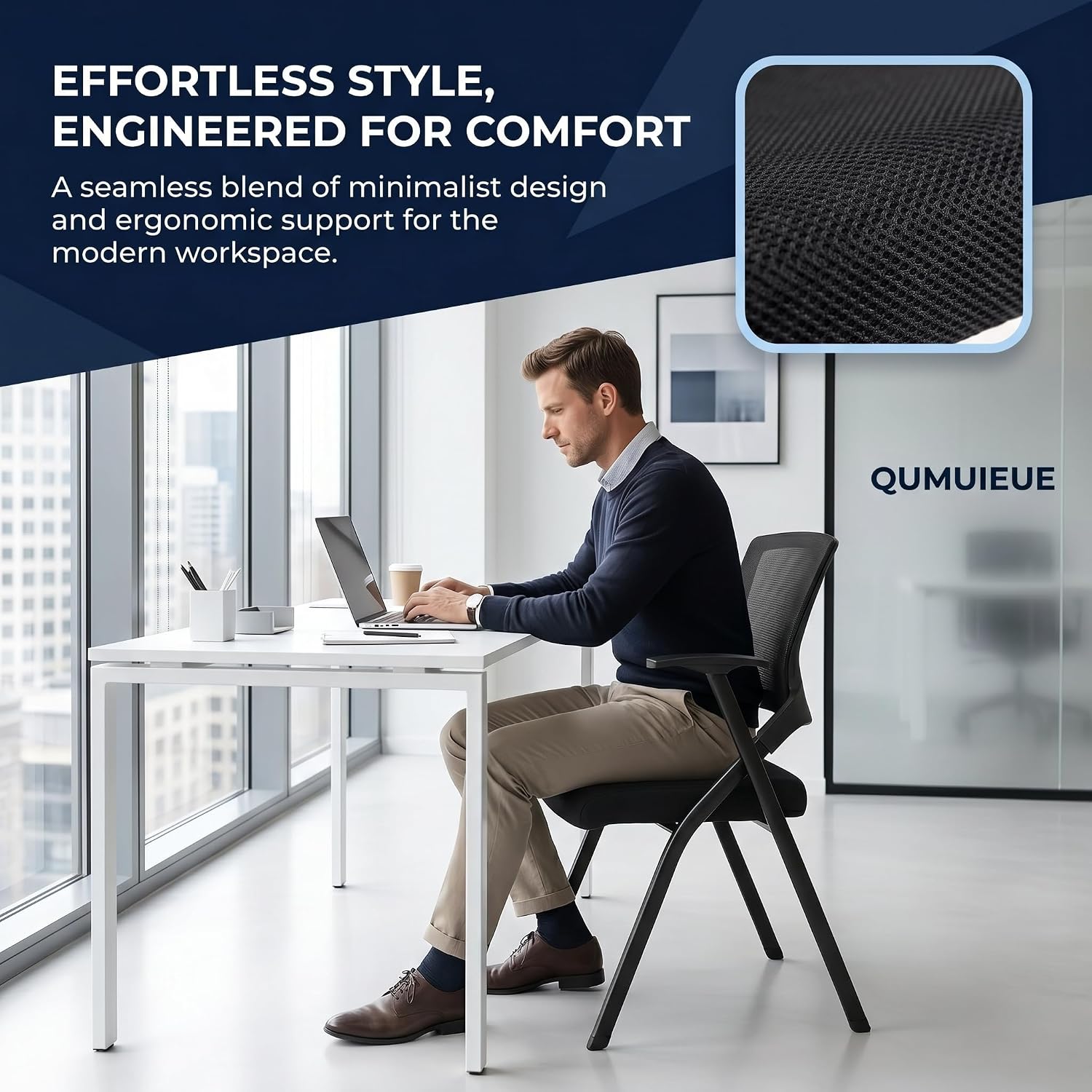 [20 Pack] Folding Office Chairs, Heavy Duty Conference Room Chairs with Mesh Back & Padded Seat, Stackable Training Room Chair for Guest Reception, Classroom, Waiting Room