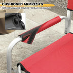 MoNiBloom 44.5" Foldable Tall Director Chair Folding Portable Aluminum Frame Makeup Artist Chair, with Side Table, Cup Holder and Pockets, 250lbs Capacity (Set of 2, Red)