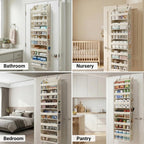 HOMELUX THEORY UPGRADED 6 Tiers Over The Door Organizer Hanging - 100D EXTRA THICK & 50lbs HUGE CAPACITY, 12 Side Mesh Pockets Over The Door Shoe Organizer, Hanging Closet Organizer (Ivory, 1pc)
