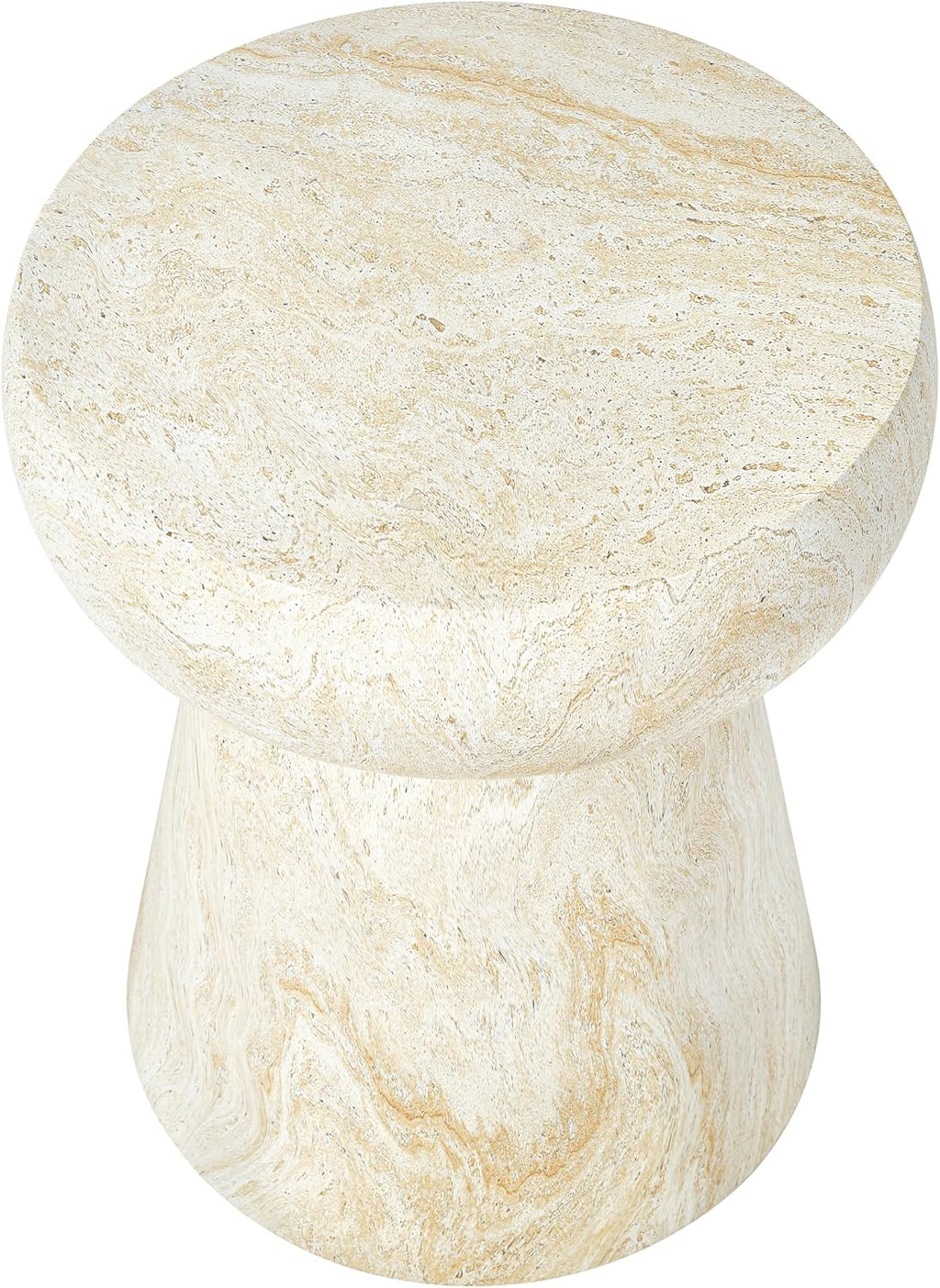 14.56" Mushroom-Shaped Design Side Concrete Table,Modern Geometric Pedestal Round End Table,Multi-Functional & Decorative Coffee Table for Patio Indoor Outdoor,Beige
