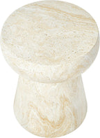 14.56" Mushroom-Shaped Design Side Concrete Table,Modern Geometric Pedestal Round End Table,Multi-Functional & Decorative Coffee Table for Patio Indoor Outdoor,Beige