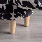 Black and White Velvet Cow Shaped Ottoman, Cute Wood Foot Stool Shoes Changing Seat with Cushioned for Adult Living Room, Bedroom, Nursery Gameroom, Playroom, Porch Furniture