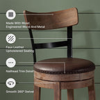 Signature Design by Ashley Pinnadel Bar Stool, Swivel Counter Height Stool Chair With Faux Leather Seat, Wood and Metal Frame for Kitchen Island With Seating, Light Brown