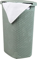 Mind Reader Slim Laundry Hamper with Lid, 60L Tall Clothes Basket, Narrow Tapered Design for Bathrooms, Closets and Laundry Rooms, Plastic, Mint