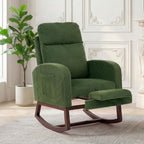 GarveeLife Nursery Rocking Chair,300lb Glider Chair with Solid Wood Legs/Two Side Pockets,Corduroy Upholstered Glider Rocker with Footrest High Backrest for Living Room/Bedroom/Nursery