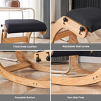 Ergonomic Kneeling Chair, Adjustable Rocking Office Chair Wooden Knee Chair Posture Chair for Home Office Back Pain Relief, Black