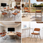 BOOSDEN Thick Padded Folding Chairs, Single Upholstered Foldable Chair, Comfortable Metal Chairs, Folding Chair with Fabric Cushion, Stackable Fold Up Chair for Kitchen Office Wedding Party (Tawny)