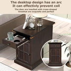 Traditional Wood End Table with Charging Station, Modern Vintage Sofa Chair Side Table Nightstand with Storage & Drawer for Living Room Bedroom, No Assembly, Antique Espresso