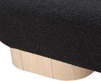 Meridian Furniture 22001Black Robertson Collection Art Deco Bench with Luxurious Black Boucle Fabric and Rich Natural Oak Finish, 60.5" W x 18" D x 16" H, Black