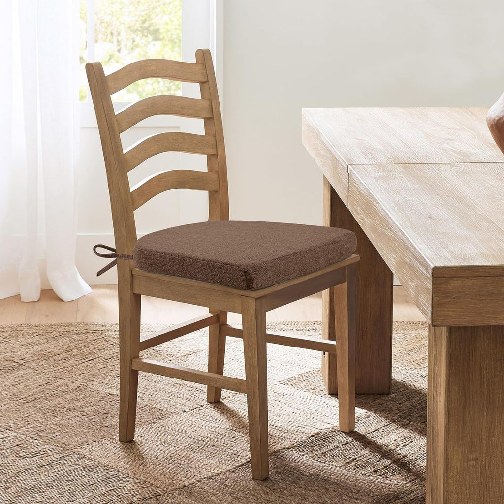 Chair Cushions for Dining Chairs, Non Slip Chair Pads with Ties and Washable Covers, Memory Foam Kitchen Chair Cushions Set of 4, 16"X16"X2.5", Brown