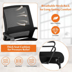 Tangkula Set of 6 Office Guest Chairs with Lumbar Support, Conference Chair with Breathable Mesh Back, Armrests & Sled Base, Reception Chair for Waiting Room, Meeting Room, Black