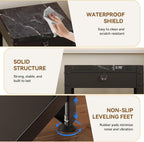 Modern End Table with Hidden Locking Compartment, Nightstand with Biometric Fingerprint Lock Drawer, Side Table with Open Shelf, Waterproof Top, for Bedroom & Living Room, Black