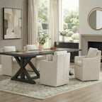 KISLOT Upholstered Dining Chairs with Casters, No Assembly Modern Accent Armchair with Rollers for Dining Room, Bedroom, Living Room, Reading Room, Already Assembled, Beige, 2 Box