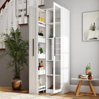 70.87" Multi-Functional Farmhouse Kitchen Pantry Cabinet with Pull-Out 5-Tier Storage Shelf & Glass Doors – Expandable Organizer for Kitchen, Dining Room, Bar & Office (Durable Melamine Finish)