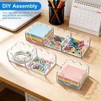 Magnetic 3-in-1 Acrylic Sticky Note Holder, 3" x 3" Post It Notes & Memo Pad Dispenser, Desk Organizer for Office, Home, School | Clear
