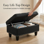 28.5 Inch Storage Ottoman Bench, Upholstered Ottoman with Hidden Storagefor Bedroom Living Room, End of Bed Foot Rest Stool, Charcoal Gray