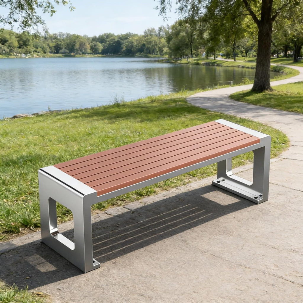 Metal Bench Outdoor, Double Garden Bench, 201 Stainless Steel Frame, Suitable for Parks, Terraces, Lawns, Courtyards, and Entrances, 1700lbs(120x40x45cm/47x16x18in)