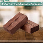 Blosssound 12 Pcs Wood Place Card Holders Wooden Table Number Holder Stands Name Card for Wedding Party Events Exhibition Decoration Office Restaurant Business(Brown,3 x 1.6 x 0.8 Inches)