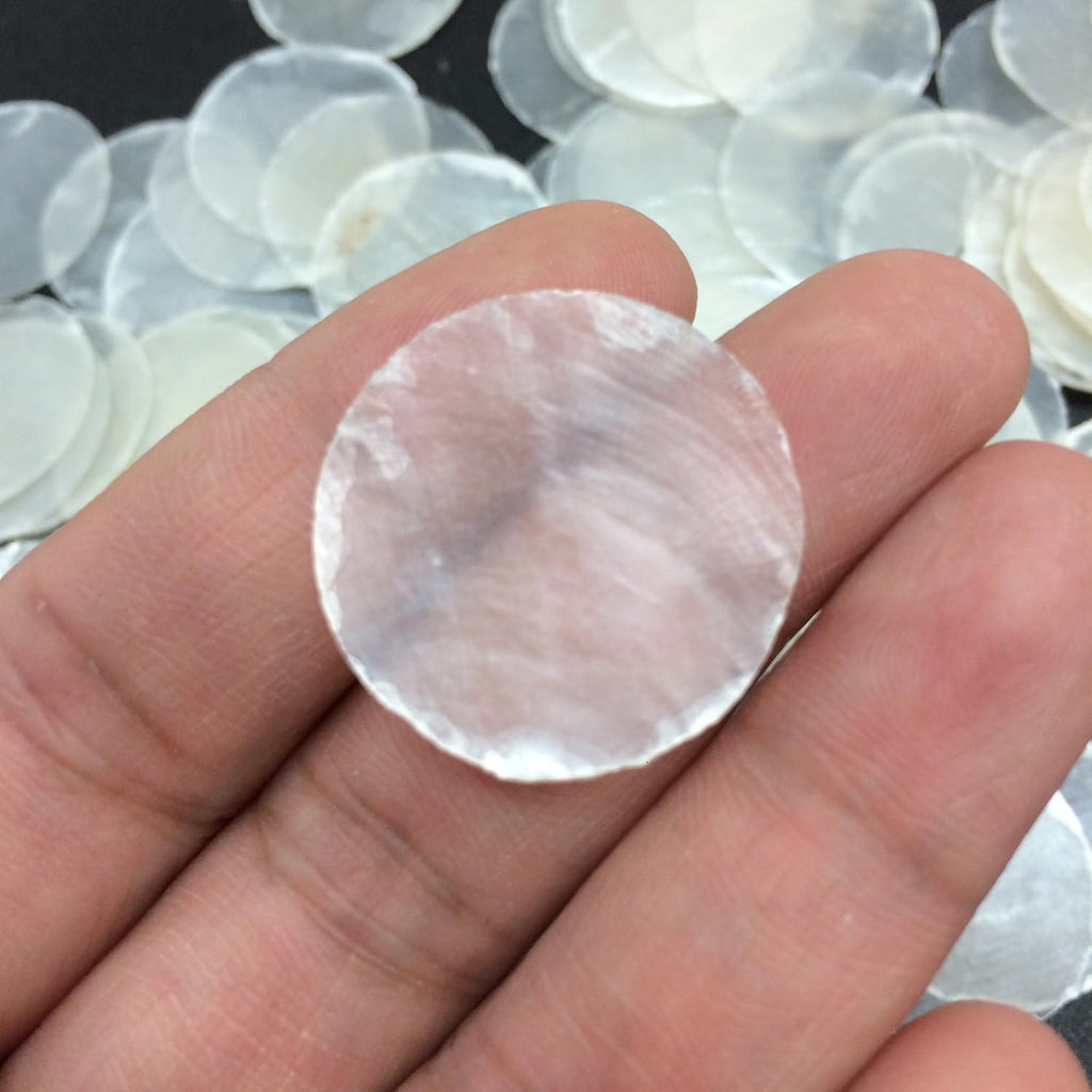 PEPPERLONELY 100 PC Round Natural Capiz Sea Shells, 1 Inch