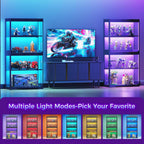 AODK Glass Display Cabinet with Glass Doors, RGB Light Display Case, 4-Tier Storage Cabinet Display Shelf for Showcase, Black Curio Cabinet for Collectibles