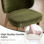 YOUNIKE Dining Chair with High Back Set of 8 Mid Century Modern Kitchen Chair Boucle Fabric Upholstered Armless Accent Chair 20" Wide Padded Seat with Wooden Legs for Living Room Bedroom Olive Green