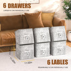 LUKYTOWER Cube Storage Organizer Shelf with 6 Printed Bins + Labels, Adjustable Modular Cubby Storage Organizer with Bins, Large Capacity Shelves for Storage,Closet, Living Room, Dorm, Yarn