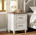 WAMPAT Nightstand Side Table with Charging Station, Antique White End Table with 2 Drawers for Living Room, Elegant Night Stand Bedside Table for Bedroom, Dorm