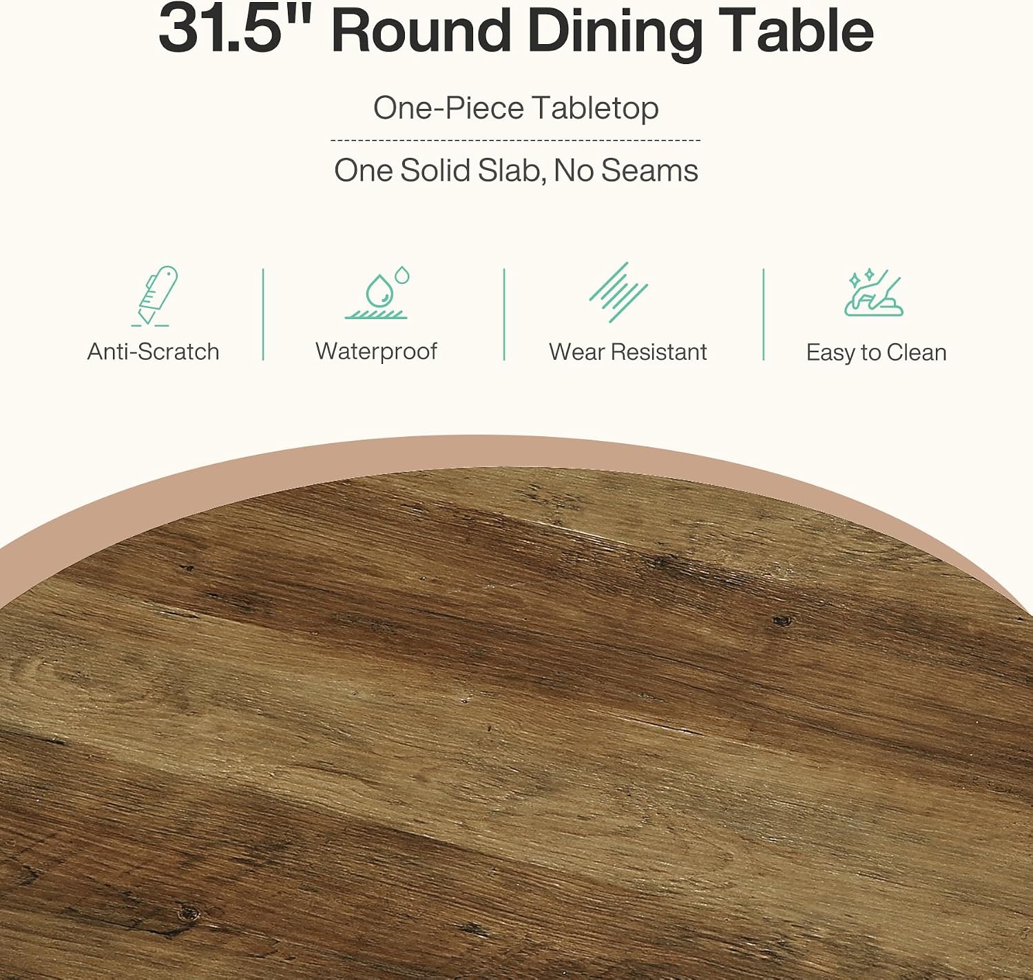Tribesigns Small Round Dining Table for 2-4 People, 31.5-Inch Farmhouse Wooden Circle Kitchen Table for Dining Room, Small Space, Living Room, Rustic Brown