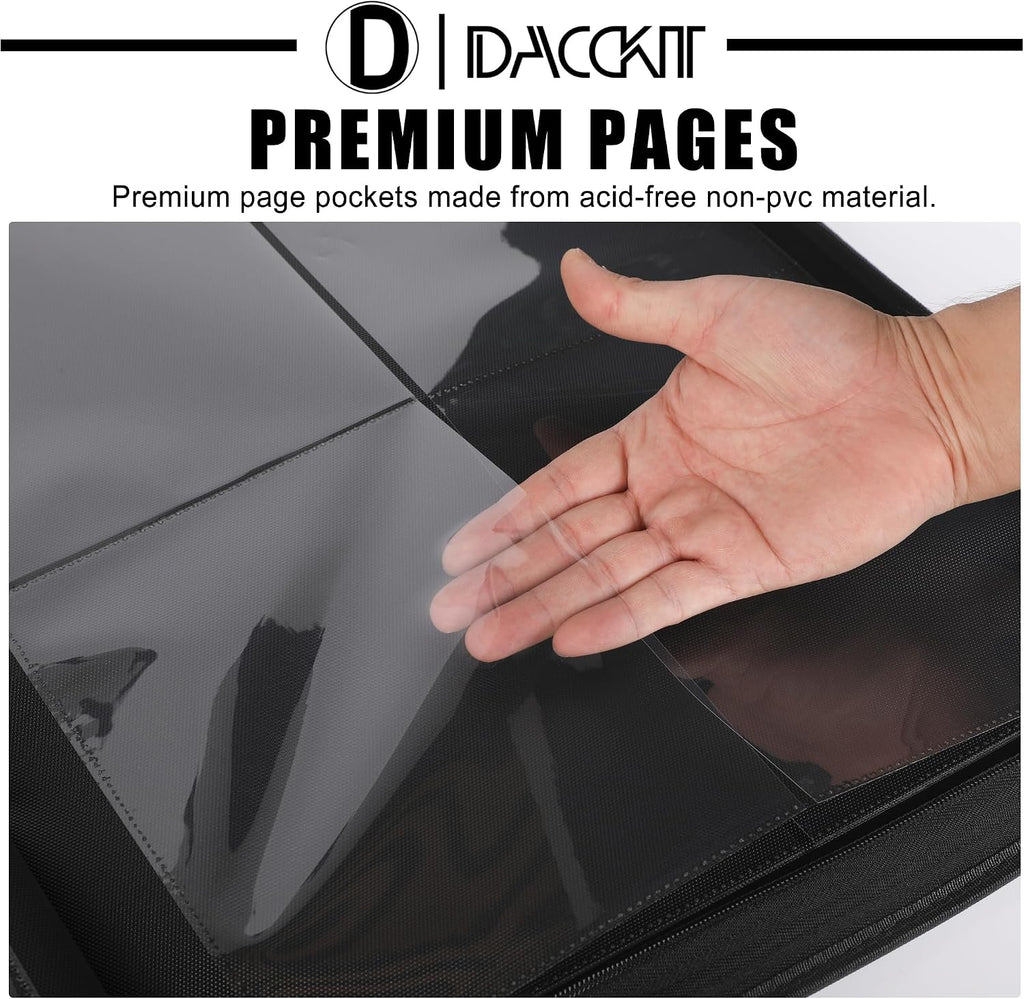 D DACCKIT Binder for Jumbo Card Sleeves and Top Loader，Fits 160 Cards - Premium 4 Pocket Large Card Binder Compatible with 6X9" Top Loaders（Model J4P160，Classic Black）