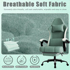 Gaming Chair, High Back Fabric Computer Chair with Pocketed Spring Cushion and Footrest, Height Adjustable Game Chair with Headrest and Lumbar Support (Beige & Blue)