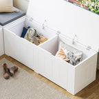 L-Shaped Corner Storage Bench Compartments & Cushioned Seat, Kitchen Breakfast Nook Bench with Hidden Storage, Wood Flip-Top Shoe Benches for Entryway Cloakroom, White & Grey