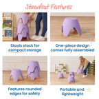 ECR4Kids Ayana Stackable Plastic Stool Seating Set, Children's Furniture, Light Purple, 4-Pack