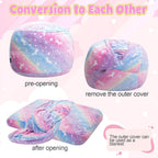 COMAX Bean Bag Chair for Kids, Toddler Beanbag Bed Unicorn, Convertible Children Bean Chair to Floor Mattress with Filler, Stuffed Child Bean Bags for Girl Boy Sleeping, Colorful Rainbow