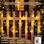 Moon Star Curtain String Lights, 11.5ft 120LED Moon Fairy Lights with USB & Battery Operated(Not Include) 8 Lighting Modes IP65 Waterproof Starry Night Lights for Christmas Ramadan Wedding Birthday