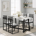 HUGROVE 5 Piece Dining Set, 47.24'' Faux Marble Dining Table Set for 4, Modern Minimalist Kitchen & Dining Room Set with Upholstered Chairs for Small Spaces, Apartments (Charcoal Velvet)