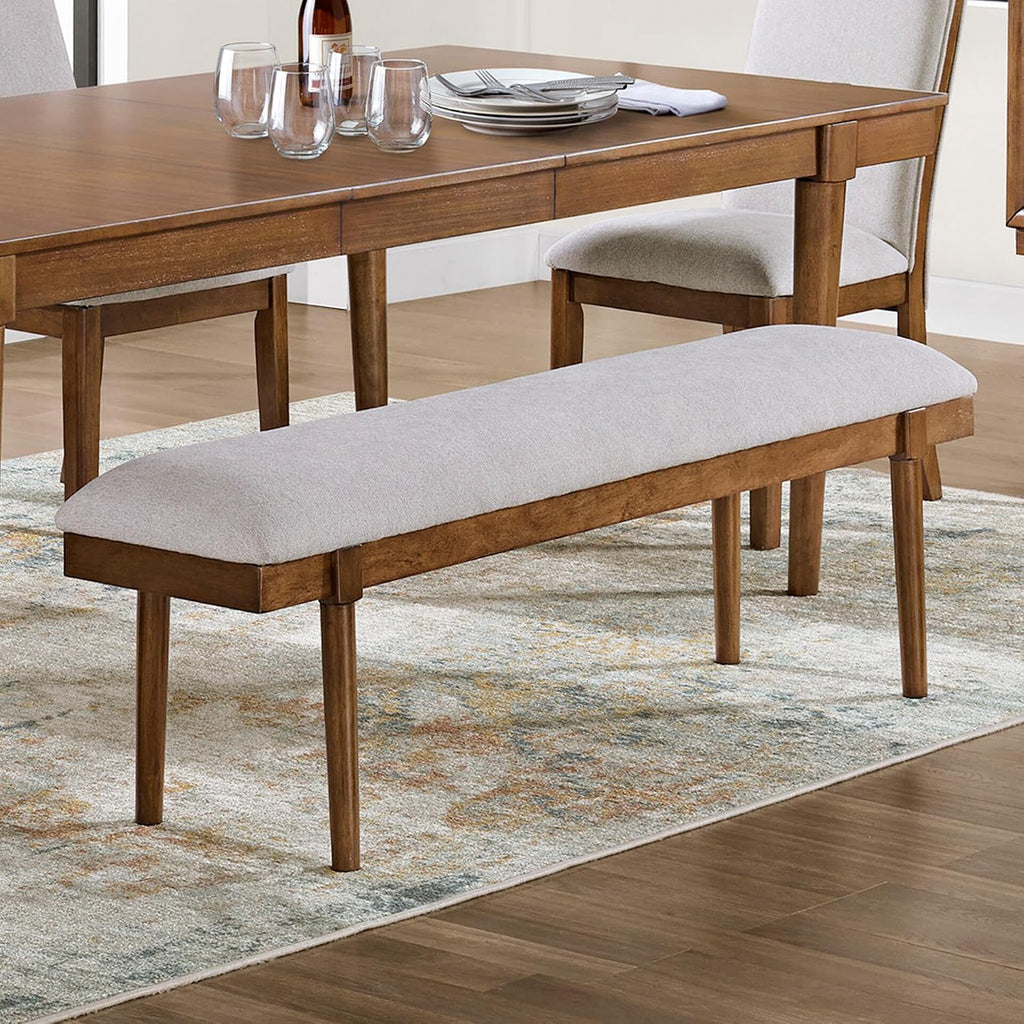 Signature Design by Ashley Lyncott 59" Upholstered Solid Wood Frame Dining Bench, Gray/Brown