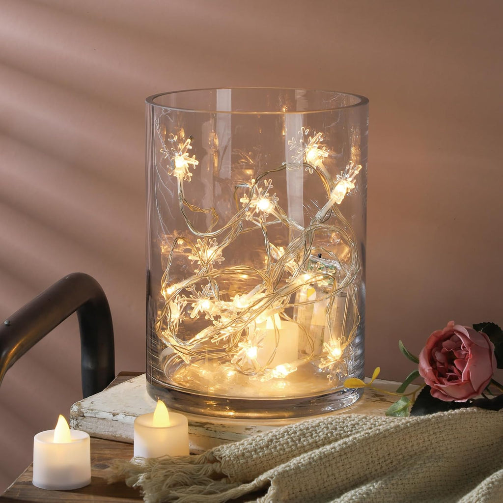 6" Wide 8" High Large Hand Blown Sturdy Clear Cylinder Glass Vase, Centerpiece Flower Vase for Rose, Tulip, Boquets, Hurricane Candle Holder (1, 6"x8")