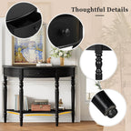 LUMISOL Rustic Console Table with Drawer and Shelf, Half Moon Sofa Table Behind Couch for Living Room, Farmhouse Accent Table for Entryway Hallway Foyer, Black