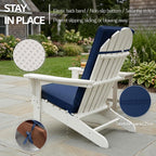 Adirondack Chair Cushion - Removable Cover, Water-Repellent & Fade-Resistant Faux Linen, Securing Straps, Non-Slip Bottom, Fit for Most Outdoor Adirondack & Rocking Chairs - Navy