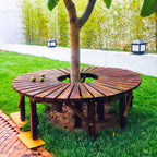 Wooden Curved Benches,Tree Bench Wrap Around Circle Park Tree Bench Seat,for Porch Lawn Backyard